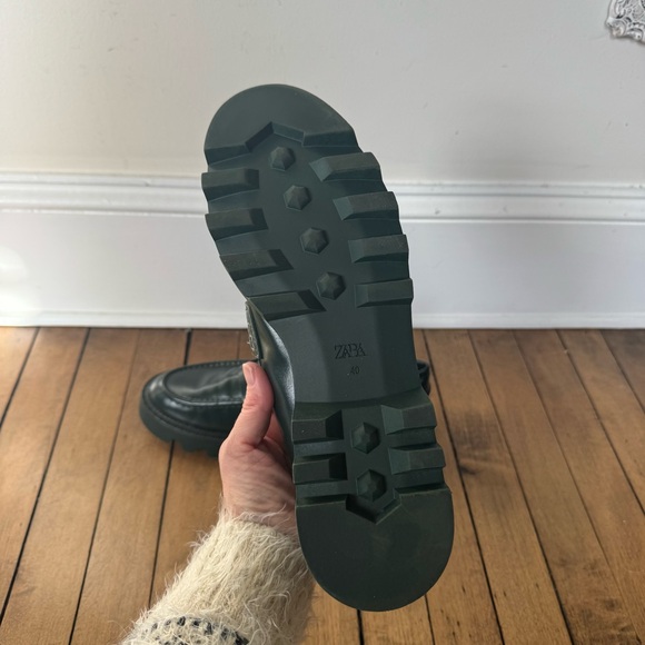 Zara Hunter Green Chunky Platform Loafers 40 / 10 - Picture 9 of 9